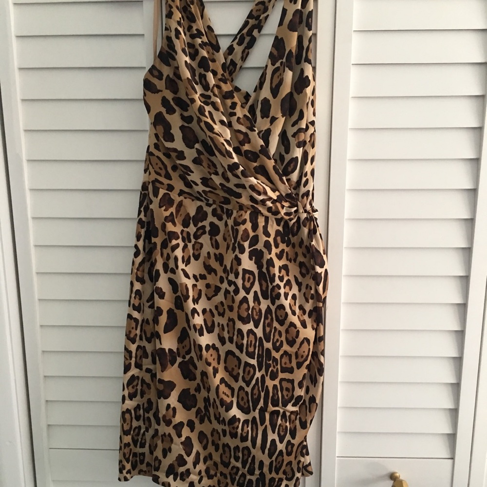 ralph lauren short leopard halter  dress